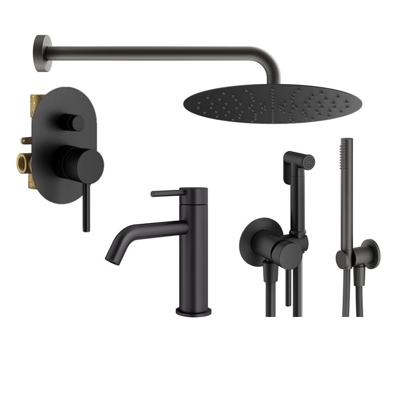 Изображение товара Комплект смесителей Plumberia Selection Ixo KITZXO15NO53 черный матовый