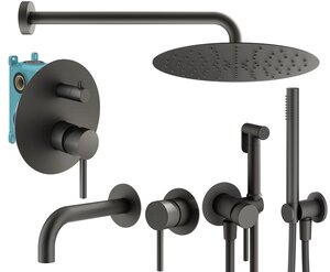 Изображение товара Комплект смесителей Plumberia Selection Ixo KITZXO18GR210, цвет графит матовый