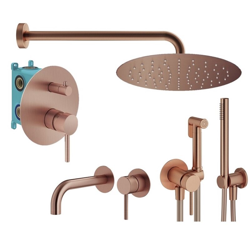 Изображение товара Комплект смесителей Plumberia Selection Ixo KITZXO18RS210 медь брашированная для ванной и душа