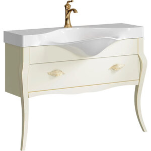 Изображение товара Тумба под раковину Clarberg Borgia BOR0111BG, 115 см, подвесная, цвет слоновая кость, патина золото