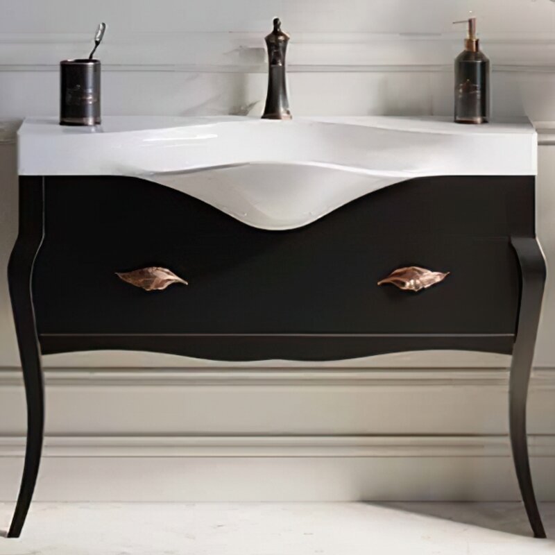 Изображение товара Тумба под раковину Clarberg Borgia BOR0111BLK, 115 см, подвесная, черный с патиной медь