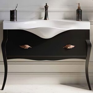 Изображение товара Тумба под раковину Clarberg Borgia BOR0111BLK, 115 см, подвесная, цвет черный, патина медь