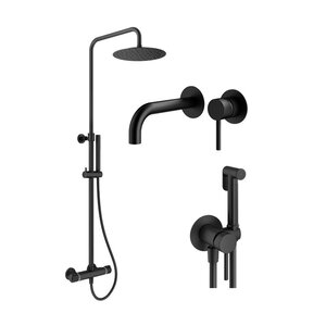 Изображение товара Комплект смесителей Plumberia Selection Ixo KITZXO6302NO210 черный матовый трубчатый для душа и рак