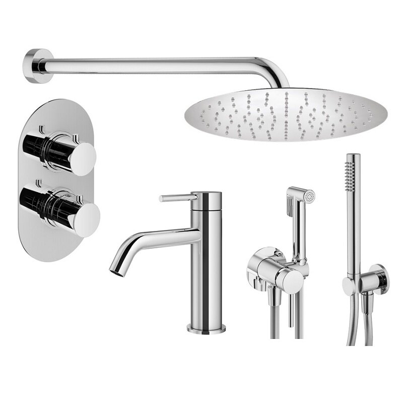 Изображение товара Комплект смесителей Plumberia Selection Ixo KITZXOT18CR53 с термостатом и душем Изображение товара Комплект смесителей Plumberia Selection Ixo KITZXOT18CR53 с термостатом и душем