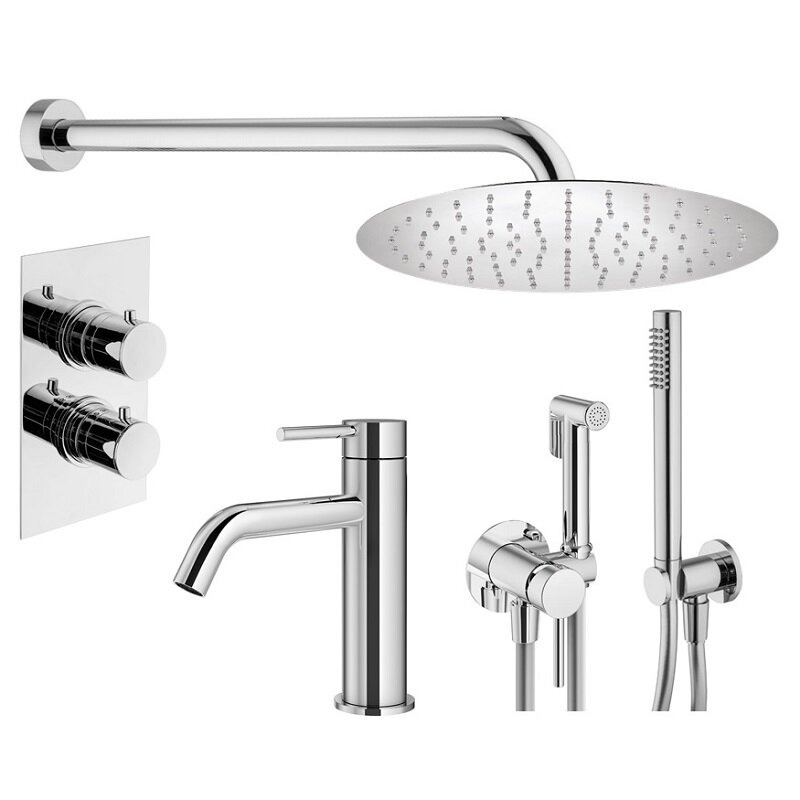 Изображение товара Комплект смесителей Plumberia Selection Ixo с термостатом и душем для ванной Изображение товара Комплект смесителей Plumberia Selection Ixo с термостатом и душем для ванной
