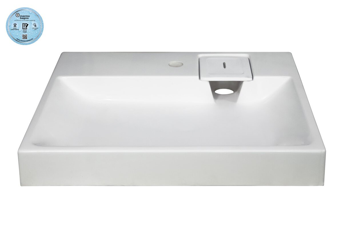 Изображение товара Раковина на стиральную машину Marmo Bagno Дельта MB-DL60-50 60 см белая подвесная искусственный кам