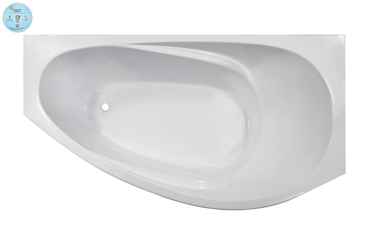Изображение товара Ванна Marmo Bagno Турин, MB-TR170-95/MB-TL170-95, 170 х 95 см, левая/правая, искусственный камень, белая