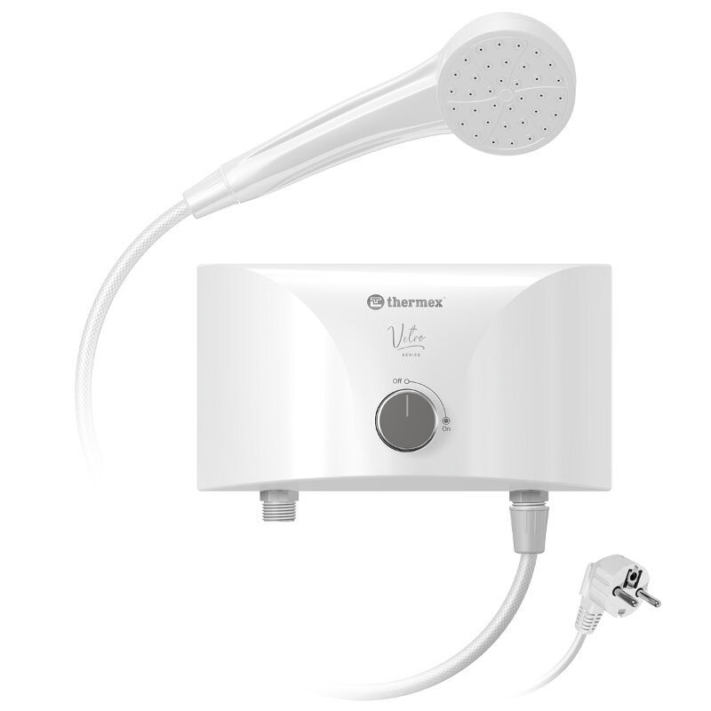 Изображение товара Проточный электрический водонагреватель Thermex Vetro 3500 shower, с лейкой, над мойкой, цвет белый, ЭдЭБ04858 (211065)
