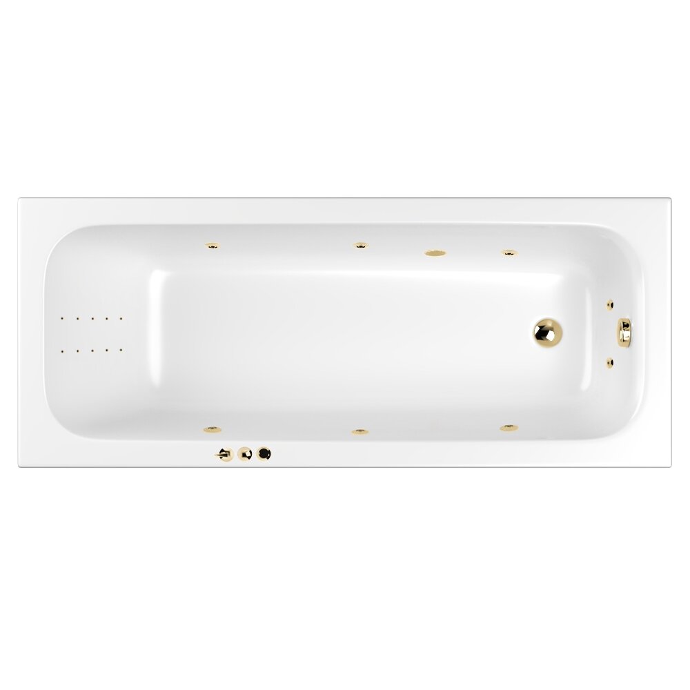 Изображение товара Акриловая гидромассажная ванна Whitecross Vibe 180x75 см с золотыми форсунками