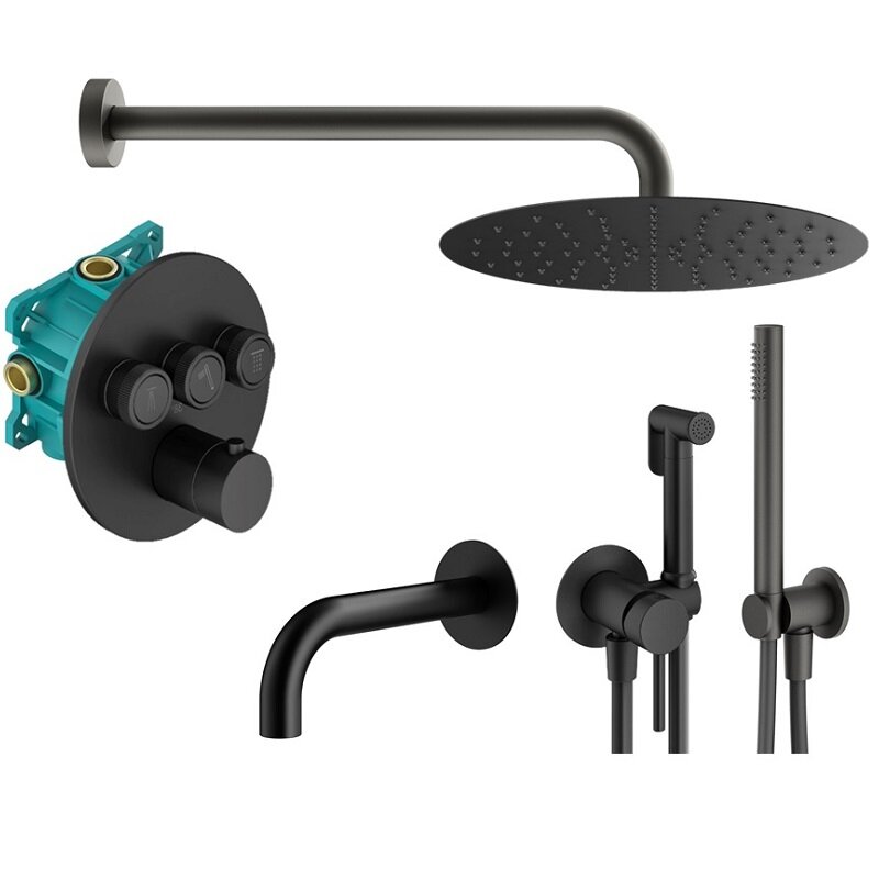 Изображение товара Комплект смесителей Plumberia Selection Psbox KITZPSB03NO60, цвет черный матовый Изображение товара Комплект смесителей Plumberia Selection Psbox KITZPSB03NO60, цвет черный матовый