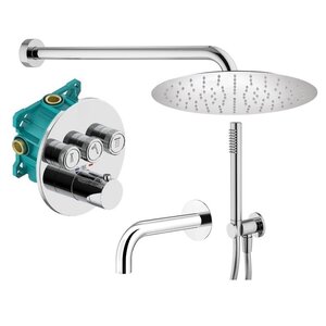 Изображение товара Душевая система Plumberia Selection Psbox KITPSB03CR260, термостатическая, на 3 потребителя, цвет хром глянцевый