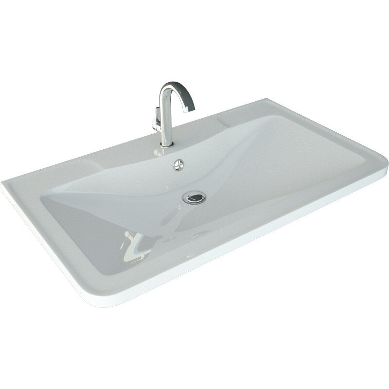 Изображение товара Раковина Style Line Атлантика 100 см из искусственного камня, белая, угловая, без крыла