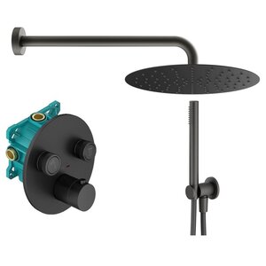 Изображение товара Душевая система Plumberia Selection Psbox KITPSB02NO, термостатическая, на 2 потребителя, цвет черный матовый