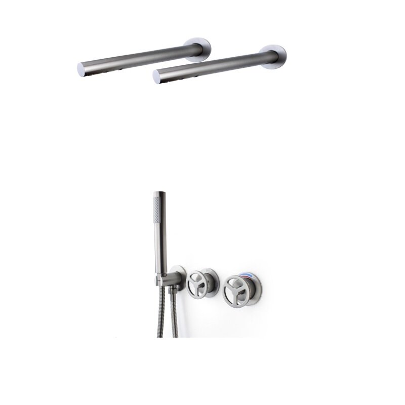 Изображение товара Душевая система Bronze De Luxe Liberty 5011GG-F с 2 ручными форсунками и верхним душем графит