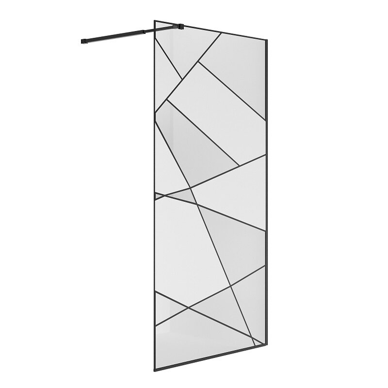 Изображение товара Душевая стенка Niagara NG-680-90BLACK 90x195 см с walk-in и рисунком на стекле