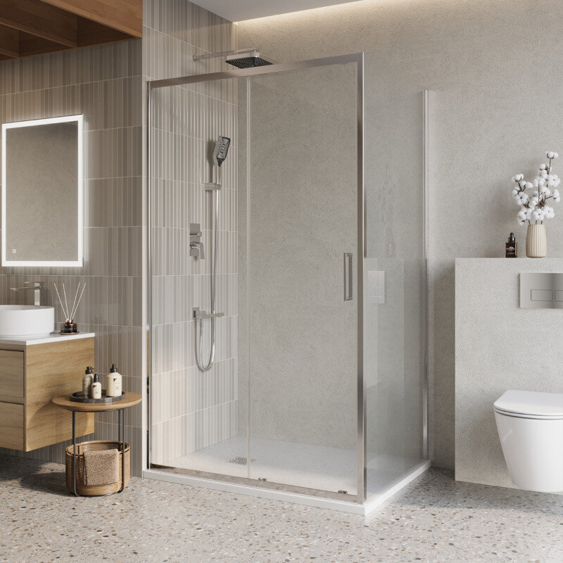 Изображение товара Душевой уголок BelBagno LUCE-AH-1-130/80-C-Cr, 130 х 80 см, стекло прозрачное, профиль хром