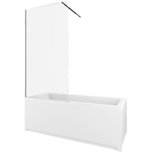 Изображение товара Шторка на ванну Allen Brau Infinity 3, 3.21061.BA, 80 см, профиль серебро браш, стекло прозрачное