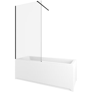 Изображение товара Шторка на ванну Allen Brau Infinity 3, 3.21063.BBA, 80 см, профиль черный браш, стекло прозрачное