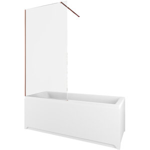 Изображение товара Шторка на ванну Allen Brau Infinity 3, 3.21065.60, 80 см, профиль медь браш, стекло прозрачное