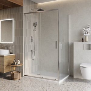 Изображение товара Душевой уголок BelBagno LUCE-AH-1-150/90-C-Cr, стекло прозрачное, хром профиль, 150x90 см