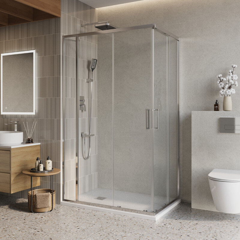 Изображение товара Душевой уголок BelBagno LUCE-AH-21 110x80 см стекло прозрачное профиль хром