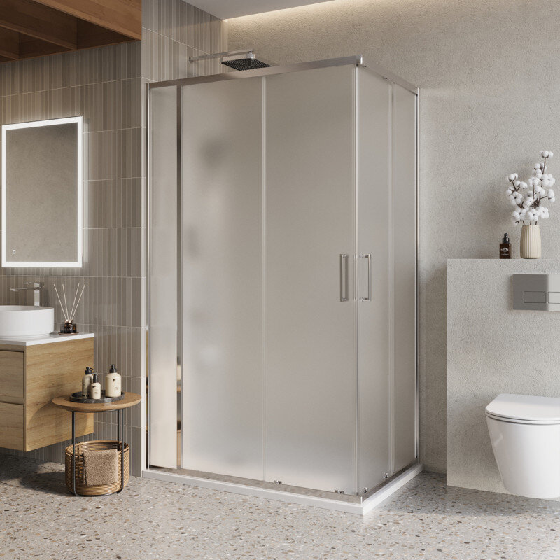 Изображение товара Душевой уголок BelBagno LUCE-AH-21-120/80-P-Cr, матовое стекло, хром профиль
