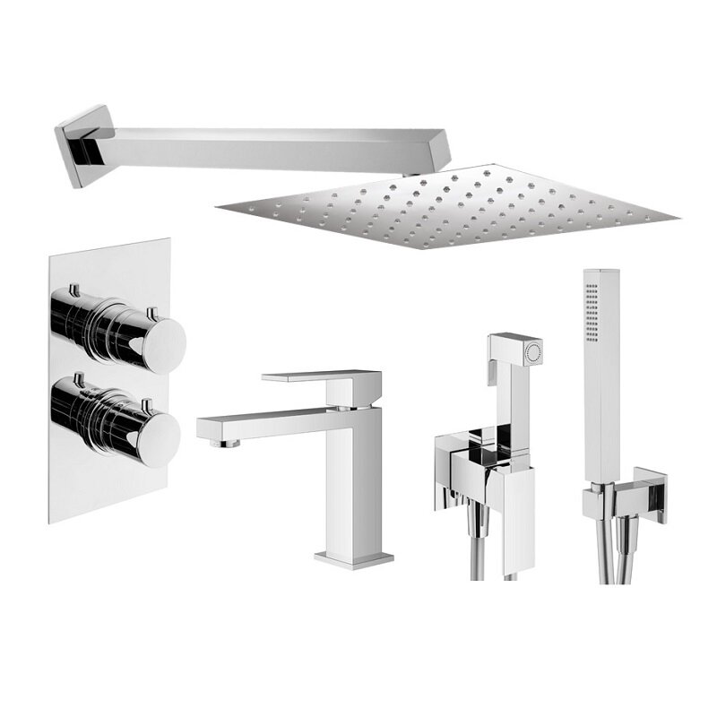 Изображение товара Комплект смесителей для душа и раковины Plumberia Selection Термостатический хром Изображение товара Комплект смесителей для душа и раковины Plumberia Selection Термостатический хром