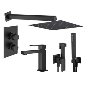 Изображение товара Комплект смесителей Plumberia Selection Tag KITZTGT18QNO53, термостатический, цвет черный матовый