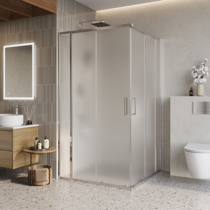Изображение товара Душевой уголок BelBagno LUCE-A-22-90+20-P-Cr 110x110 см матовое стекло хром профиль