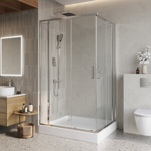 Изображение товара Душевой уголок BelBagno LUCE-AH-22-130/110-C-Cr, 130 х 110 см, стекло прозрачное, профиль хром