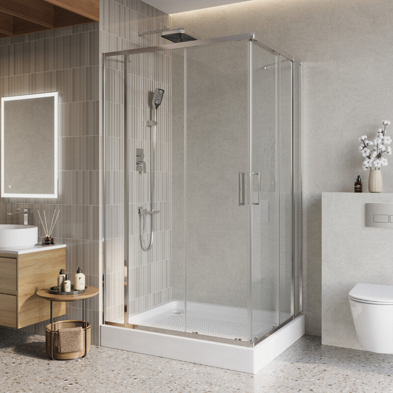 Изображение товара Душевой уголок BelBagno LUCE-AH-22-140/120-C-Cr 140x120 см стекло прозрачное хром