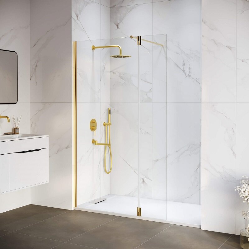Изображение товара Душевой уголок RGW WA-051Gb 140x120 см Walk In стекло прозрачное золото