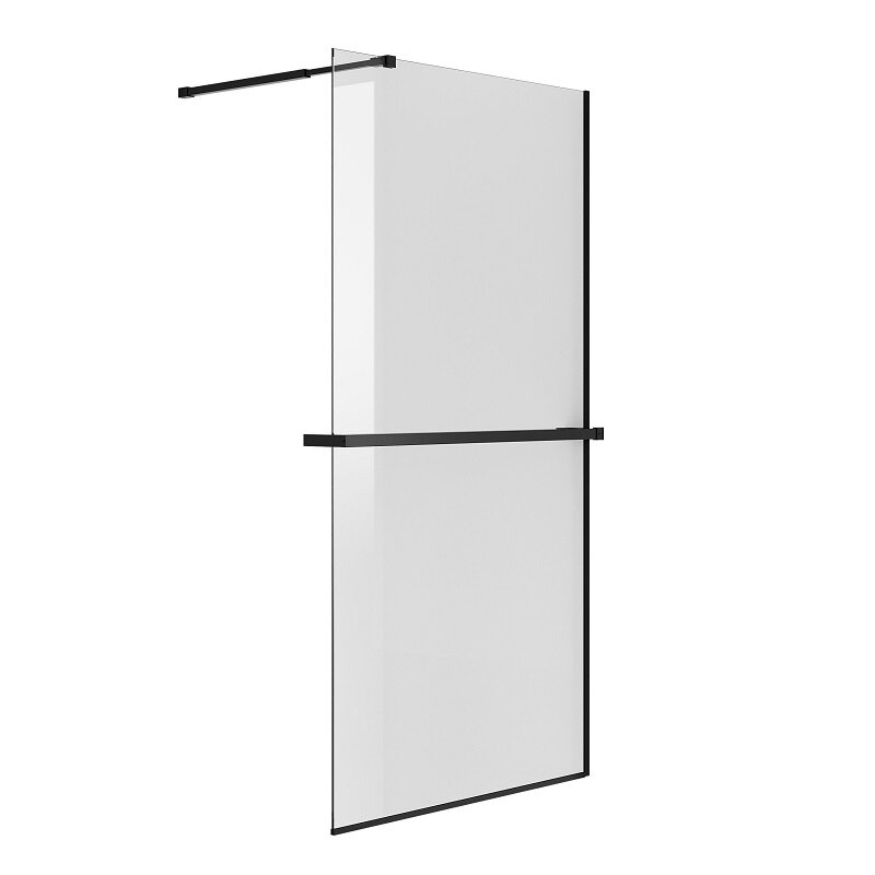 Изображение товара Душевая стенка Niagara Nova NG-670-90ВLACK, 90 х 195 см, со свободным входом, стекло прозрачное, профиль черный матовый