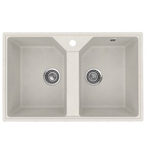 Изображение товара Кухонная мойка Practik PR-M-770-001 77 см искусственный камень белая двухчашевая