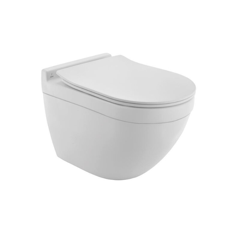 Изображение товара Подвесной унитаз Jaquar Solo SLS-WHM-6953BIUFSM безободковый с крышкой микролифт белый матовый