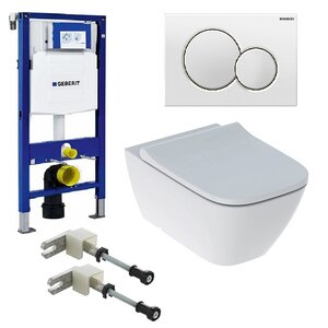 Изображение товара Инсталляция Geberit Duofix с унитазом Smyle Square, сиденье микролифт клавиша Sigma 01 белая, комплект креплений, GEB30011500683