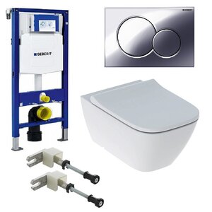 Изображение товара Инсталляция Geberit Duofix с унитазом Smyle Square, сиденье микролифт клавиша Sigma 01 хром глянец, комплект креплений, GEB30021500683