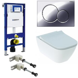 Изображение товара Инсталляция Geberit Duofix с унитазом Smyle Square, сиденье микролифт клавиша Sigma 01 хром глянец, комплект креплений, GEB30021500685