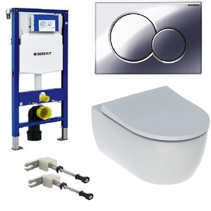 Изображение товара Инсталляция Geberit Duofix с унитазом Geberit iCon, сиденье микролифт клавиша Sigma 01 хром глянец, комплект креплений, GEB30021500784