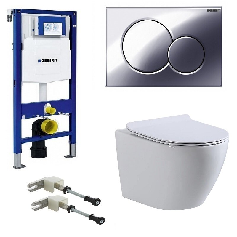 Изображение товара Инсталляция Geberit Duofix с безободковым унитазом BeWash Minimal и клавишей Sigma 01 хром