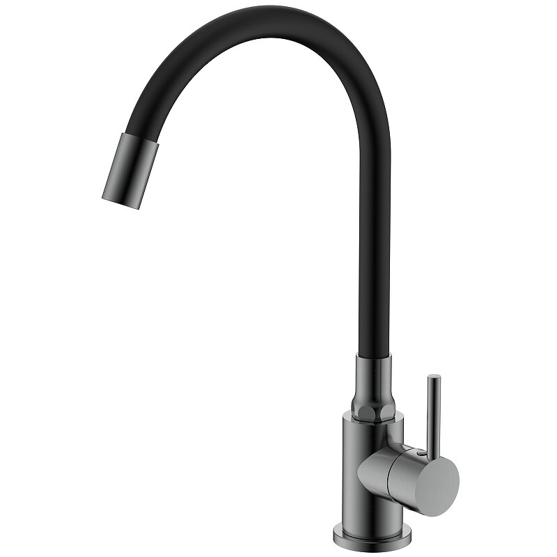 Изображение товара Смеситель для кухонной мойки Splenka S201.4406.09, с гибким изливом, цвет графит матовый Изображение товара Смеситель для кухонной мойки Splenka S201.4406.09, с гибким изливом, цвет графит матовый