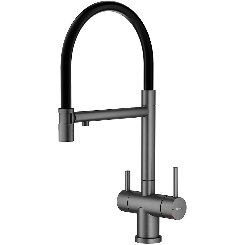 Изображение товара Смеситель для кухонной мойки Splenka S70.63.09 черный графит с гибким изливом