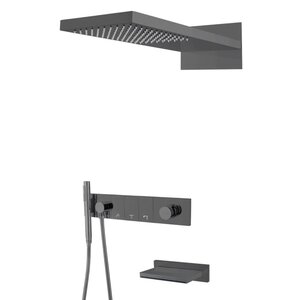 Изображение товара Душевая система Boheme Zodiac, с изливом, на 3 потребителя, Shine Gun Metall, 132-2-SGM