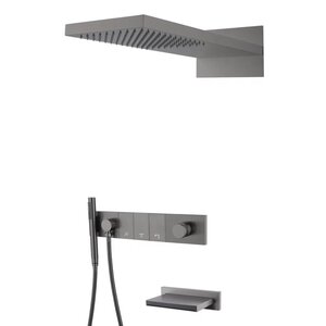 Изображение товара Душевая система Boheme Zodiac, с изливом, на 3 потребителя, вороненая сталь, gunmetal, 132-2-GM