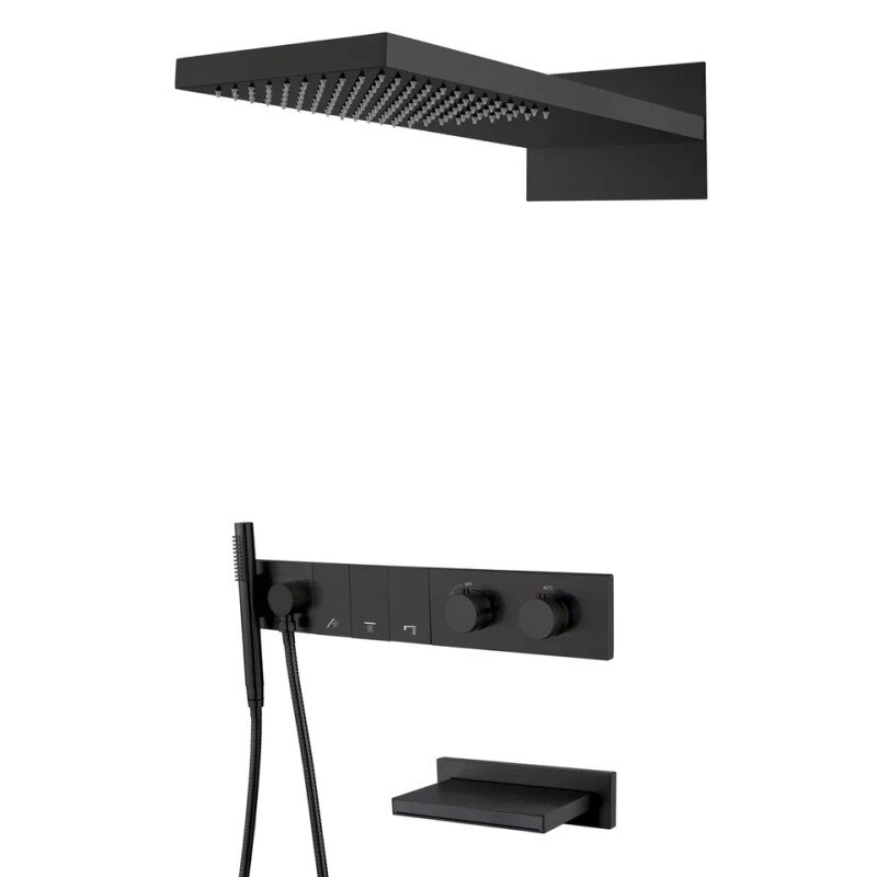 Изображение товара Душевая система Boheme Zodiac 133-2-B термостатическая с изливом и фильтром черный