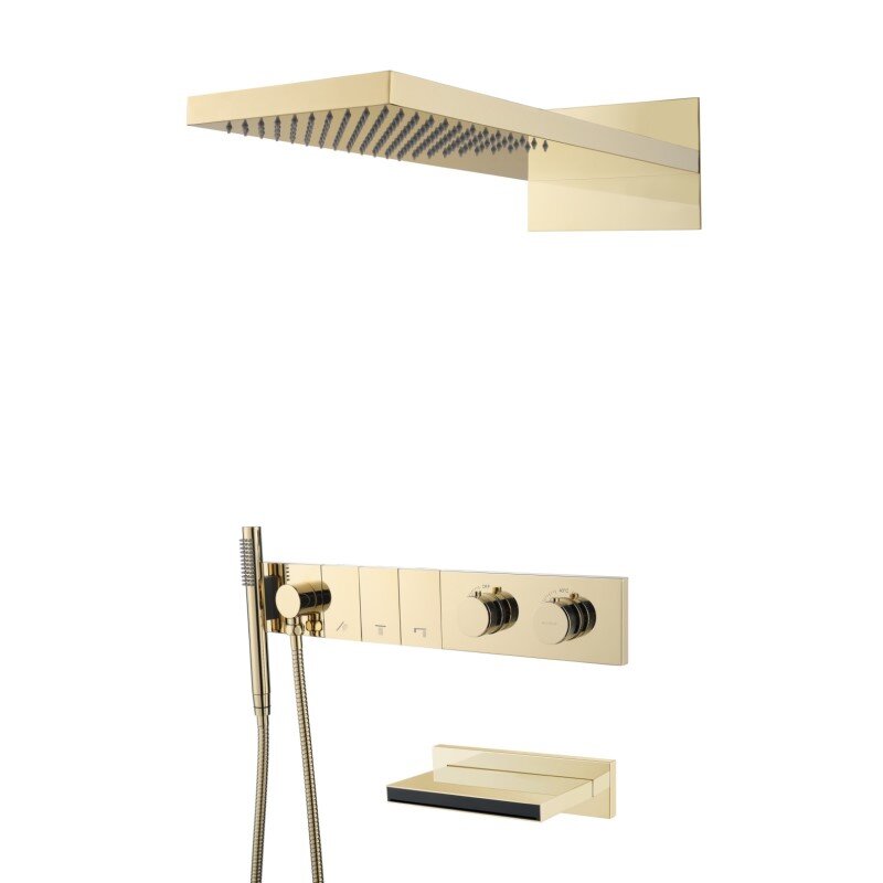 Изображение товара Душевая система Boheme Zodiac 133-2-G термостатическая с изливом на 3 потребителя золото
