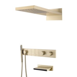 Изображение товара Душевая система Boheme Zodiac 133-2-MG, термостатическая, с изливом, на 3 потребителя, Matt Gold