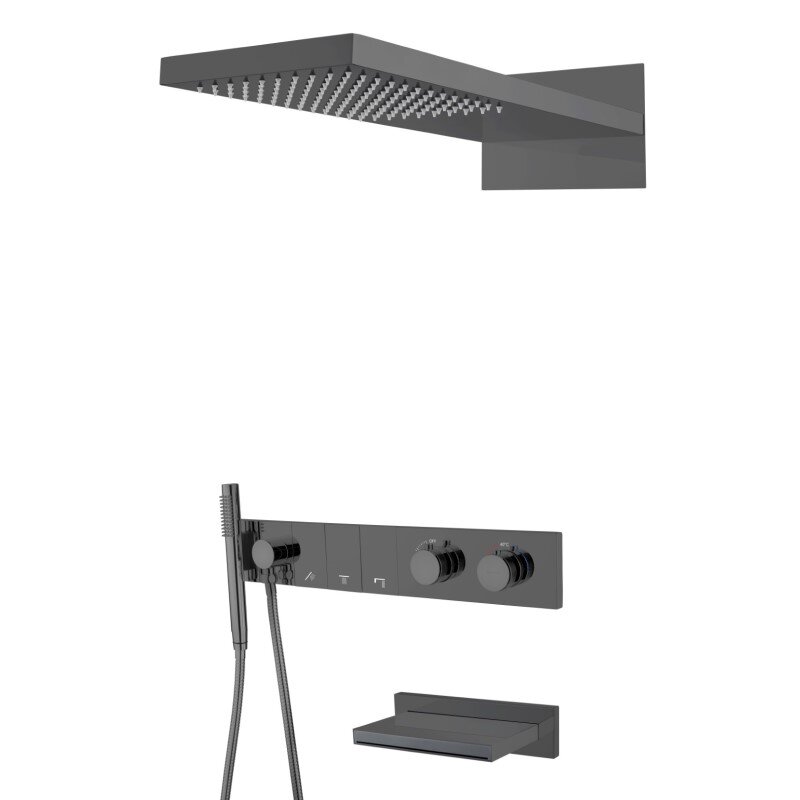 Изображение товара Душевая система Boheme Zodiac термостатическая с изливом Shine Gun Metall 133-2-SGM