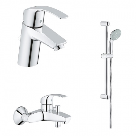Изображение товара Набор смесителей для ванны Grohe Eurosmart 124446 с душевым гарнитуром хром 3 в 1