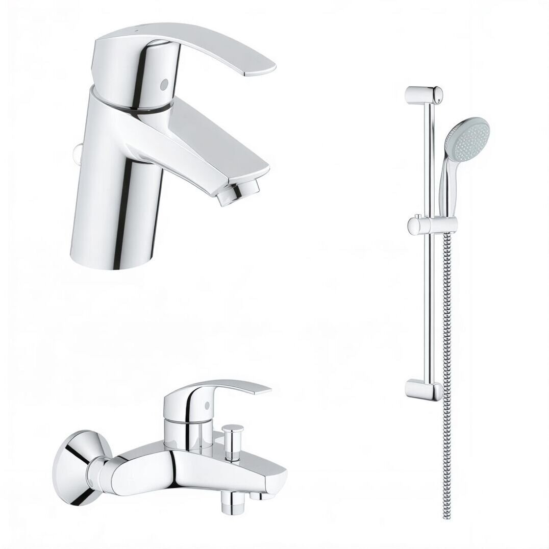 Изображение товара Набор смесителей для ванны Grohe Eurosmart 124446 с душевым гарнитуром хром 3 в 1 Изображение товара Набор смесителей для ванны Grohe Eurosmart 124446 с душевым гарнитуром хром 3 в 1